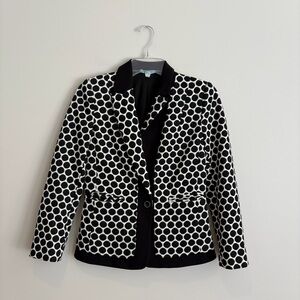 Leifnotes Chic Black and White Polka Dot Women's Blazer
